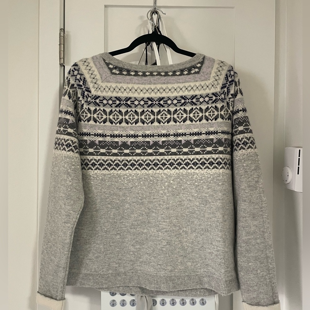 Lands' End 100% cashmere sweater women size M, Gray pattern color